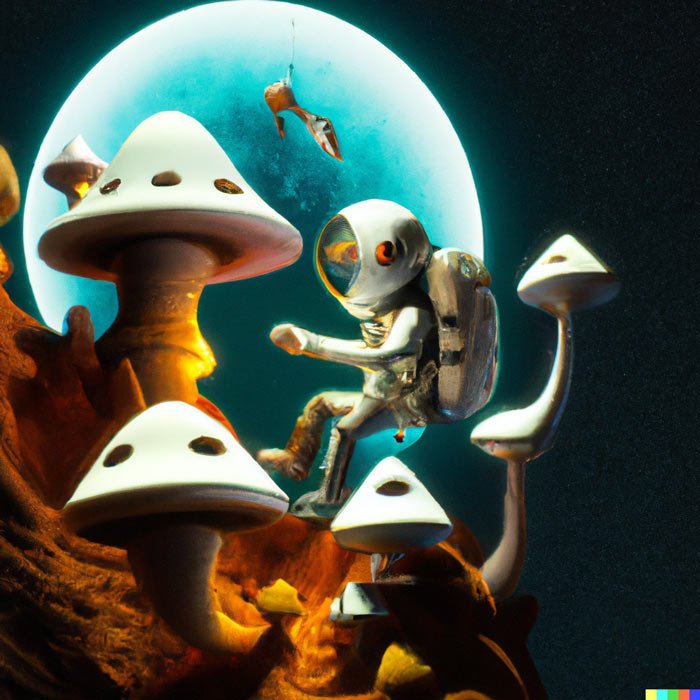 Mushroom psychonaut in space tripping