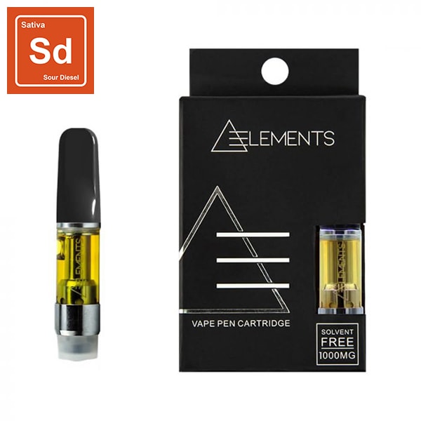 Elements 1000mg 510 Cartridges Sour Diesel Strain