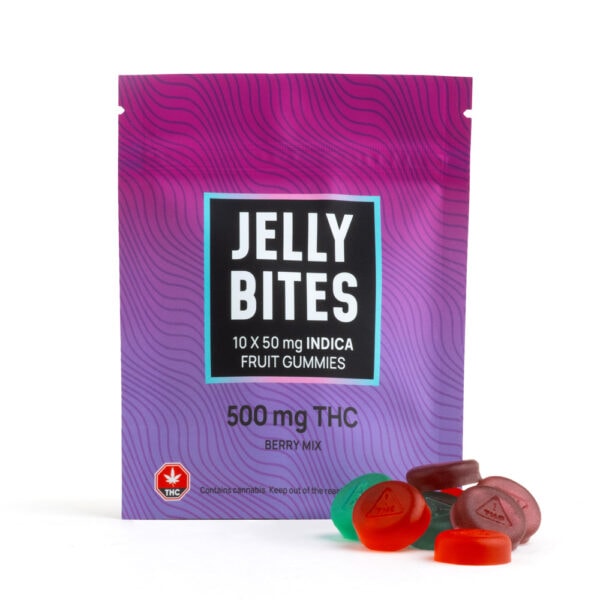 Jelly Bites Fruit Gummies 500mg THC Indica with 90 minutes Calgary Weed Delivery